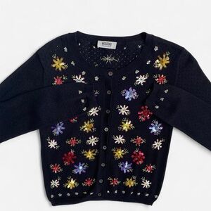Y2K Moschino Cheap & Chic black floral sequin cardigan